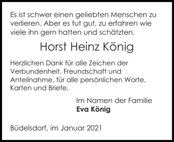 Traueranzeige von Horst Heinz König von Landeszeitung