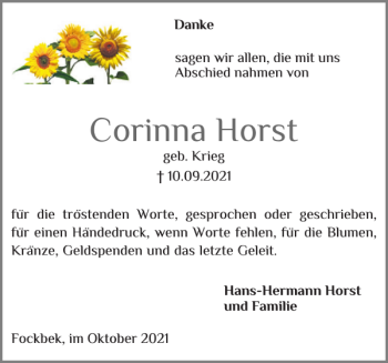 Traueranzeige von Corinna Horst von Landeszeitung