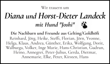 Traueranzeige von Diana Horst-Dieter Landeck von Flensburger Tageblatt