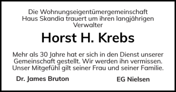 Traueranzeige von Horst H. Krebs von Landeszeitung