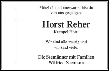 Traueranzeige von Horst Reher von Stormarner Tageblatt