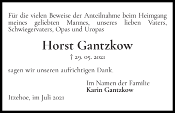 Traueranzeige von Horst Gantzkow von Norddeutsche Rundschau