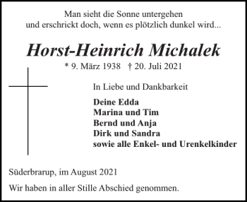 Traueranzeige von Horst-Heinrich Michalek von Schleswiger Nachrichten