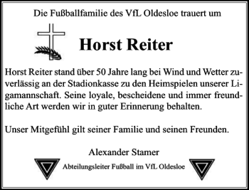 Traueranzeige von Horst Reiter von Stormarner Tageblatt