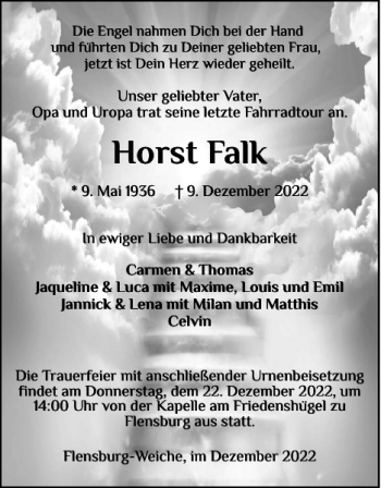 Traueranzeige von Horst Falk von Flensburger Tageblatt