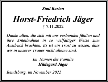 Traueranzeige von Horst-Friedrich Jäger von Landeszeitung
