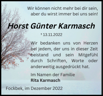 Traueranzeige von Horst Günter Karmasch von Landeszeitung