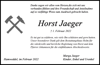 Traueranzeige von Horst Jaeger von Landeszeitung