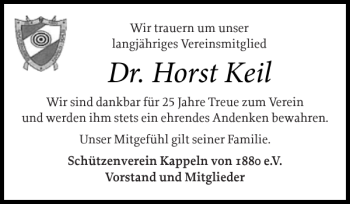 Traueranzeige von Dr. Horst Keil von Schlei-Bote