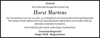 Traueranzeige von Horst Martens von Schleswiger Nachrichten