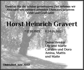 Traueranzeige von Horst Heinrich Gravert von Norddeutsche Rundschau