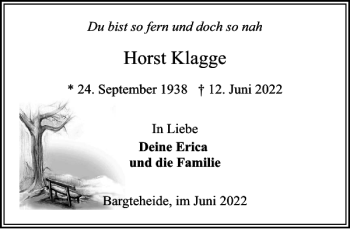 Traueranzeige von Horst Klagge von Stormarner Tageblatt
