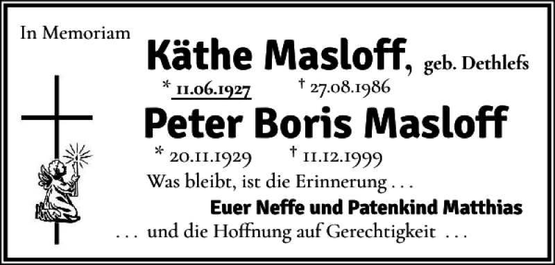  Traueranzeige für Peter Boris Masloff vom 11.06.2022 aus Schleswiger Nachrichten