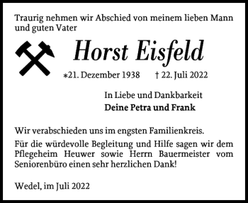 Traueranzeige von Horst Eisfeld von Wedel-Schulauer Tageblatt