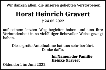 Traueranzeige von Horst Heinrich Gravert von Norddeutsche Rundschau