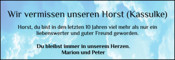 Traueranzeige von unseren Horst Kassulke von Norddeutsche Rundschau