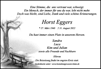 Traueranzeige von Horst Eggers von Pinneberger Tageblatt