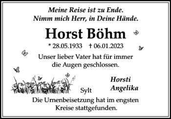 Traueranzeige von Horst Böhm von Sylter Rundschau