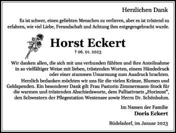 Traueranzeige von Horst Eckert von Landeszeitung