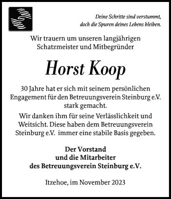 Traueranzeige von Horst Koop von Norddeutsche Rundschau