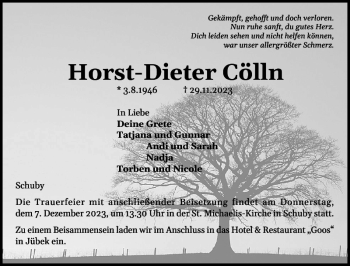 Traueranzeige von Horst-Dieter Cölln von Schleswiger Nachrichten