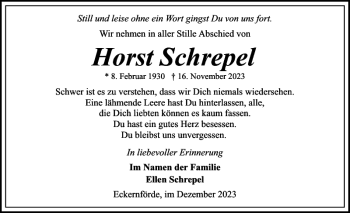 Traueranzeige von Horst Schrepel von Eckernförder Zeitung