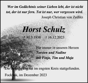 Traueranzeige von Horst Schulz von Landeszeitung