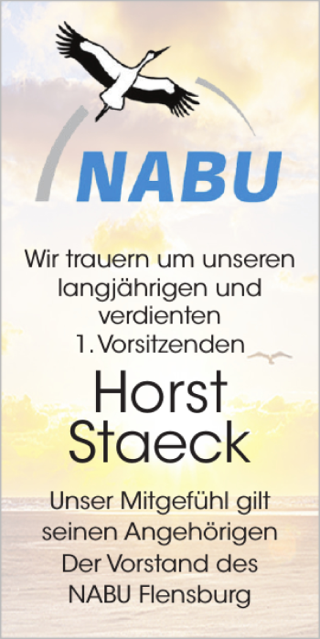 Traueranzeige von Horst Staeck von Flensburger Tageblatt