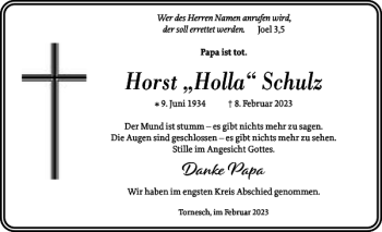 Traueranzeige von Horst Holla Schulz von Uetersener Nachrichten