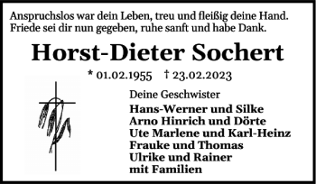 Traueranzeige von Horst-Dieter Sochert von Flensburger Tageblatt
