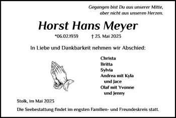 Traueranzeige von Horst Hans Meyer von Schleswiger Nachrichten
