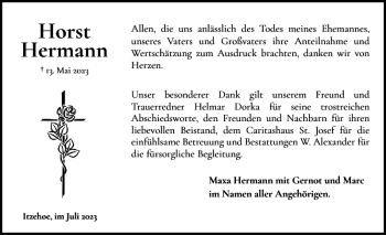 Traueranzeige von Horst Hermann von Norddeutsche Rundschau