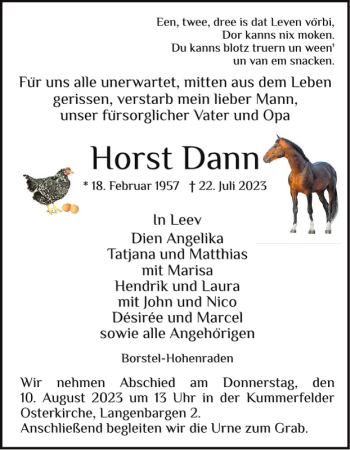 Traueranzeige von Horst  von Pinneberger Tageblatt