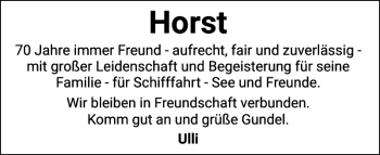 Traueranzeige von Horst  von Flensburger Tageblatt