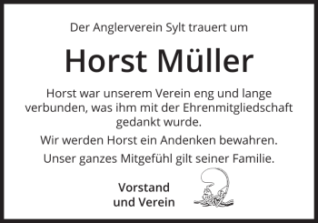 Traueranzeige von Horst Müller von Sylter Rundschau