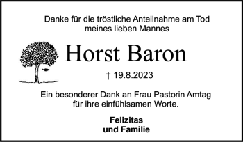 Traueranzeige von Horst Baron von Holsteinischer Courier