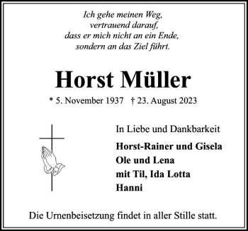 Traueranzeige von Horst Müller von Flensburger Tageblatt