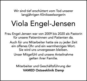 Traueranzeige von Viola Engel-Jensen von Eckernförder Zeitung