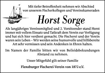 Traueranzeige von Horst  von Flensburger Tageblatt