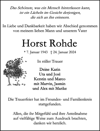 Traueranzeige von Horst Rohde von Stormarner Tageblatt