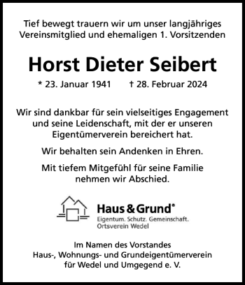 Traueranzeige von Horst Dieter Seibert von Wedel-Schulauer Tageblatt