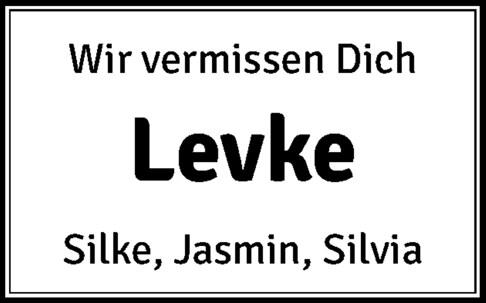  Traueranzeige für Levke  vom 27.06.2024 aus Eckernförder Zeitung, Hallo Eckernförde