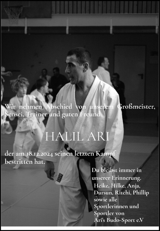 Traueranzeige von Halil Ari von Schleswig-Holsteinische Landeszeitung