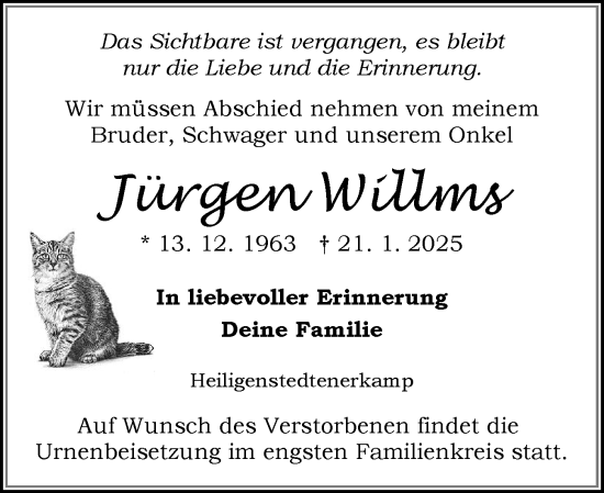 Traueranzeige von Jürgen Willms von Norddeutsche Rundschau, Wilstersche Zeitung, Glückstädter Fortuna