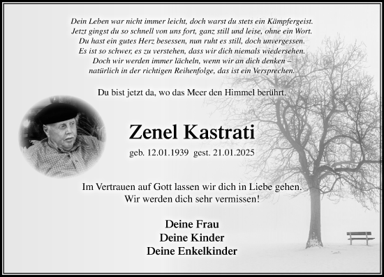 Traueranzeige von Zenel Kastrati von MARKT Bad Oldesloe/Reinfeld und Stormarner Tageblatt