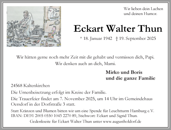 Traueranzeige von Eckart Walter Thun von Umschau