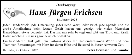 Traueranzeige von Hans-Jürgen Erichsen von Flensburger Tageblatt