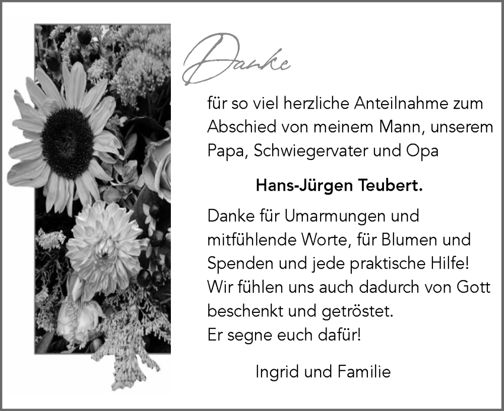  Traueranzeige für Hans-Jürgen Teubert vom 18.10.2025 aus Schleswig-Holsteinische Landeszeitung