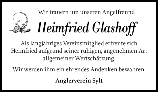 Traueranzeige von Heimfried Glashoff von Sylter Rundschau