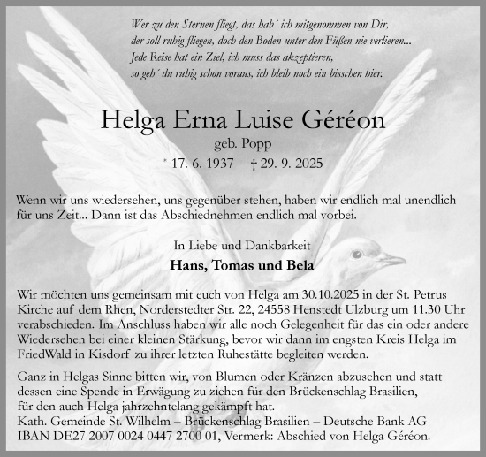 Traueranzeige von Helga Erna Luise Géréon von Umschau